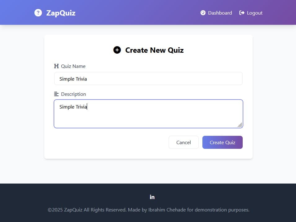 Quiz interface screenshot